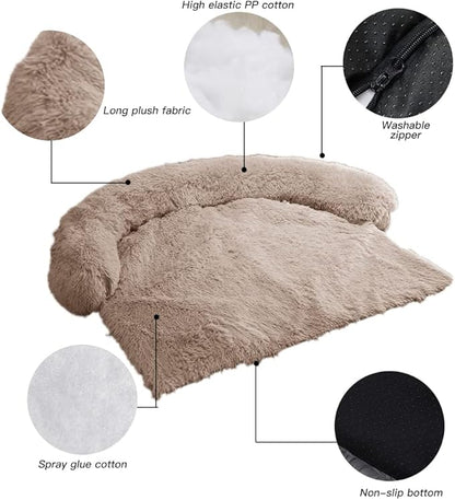 Calming Dog Bed Fluffy Plush Dog Mat for Furniture Protector with Removable Washable Cover for Large Medium Small Dogs and Cats (Medium(41x37x6)