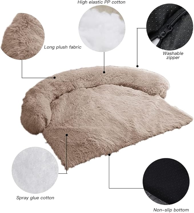 Calming Dog Bed Fluffy Plush Dog Mat for Furniture Protector with Removable Washable Cover for Large Medium Small Dogs and Cats (Small(35x31x5)