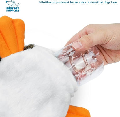 Best Pet Supplies 2-in-1 Stuffless Squeaky Dog Toys with Soft, Durable Fabric for Small, Medium, and Large Pets, No Stuffing for Indoor Play, Holds a Plastic Bottle - 4 Figures, Large