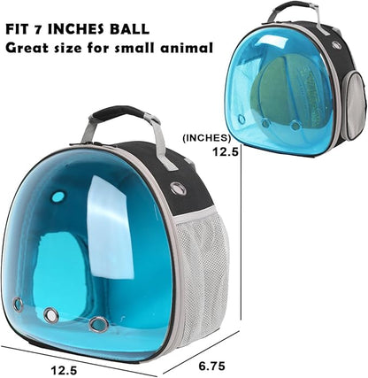 Guinea Pig Carrier,Guinea Pig Carrier for 2,Reptile Travel Carrier for Lizards Sugar Glider Hedgehog Rat Parrot Birds (Black-Blue, Backpack+Harness Leash)