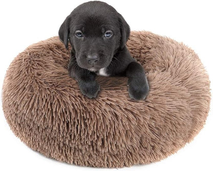 otoez Round Donut Dog Bed for Medium Dogs (27.6", Khaki)