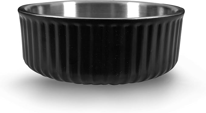 Stainless Steel Pet Bowl - Dog Food Bowl with Anti-Skid Bottom - Metal Cat Bowls - Water Bowl for Small, Medium, and Large Pets - Rust-Proof and Dishwasher-Safe (Black, 74 Oz/2200ml)