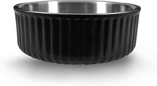 Stainless Steel Pet Bowl - Dog Food Bowl with Anti-Skid Bottom - Metal Cat Bowls - Water Bowl for Small, Medium, and Large Pets - Rust-Proof and Dishwasher-Safe (Black, 74 Oz/2200ml)