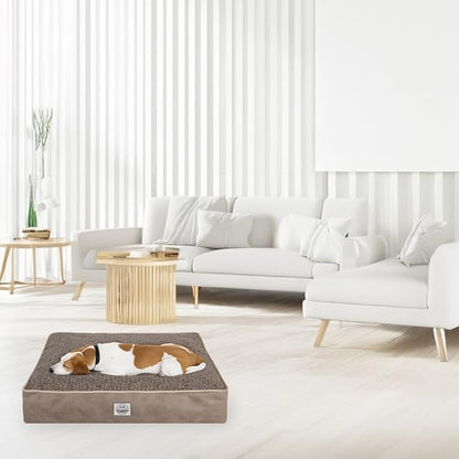 Memory Foam Dog Bed for Medium Dogs- Waterproof Dog Bed Mat with Removable Washable Cover