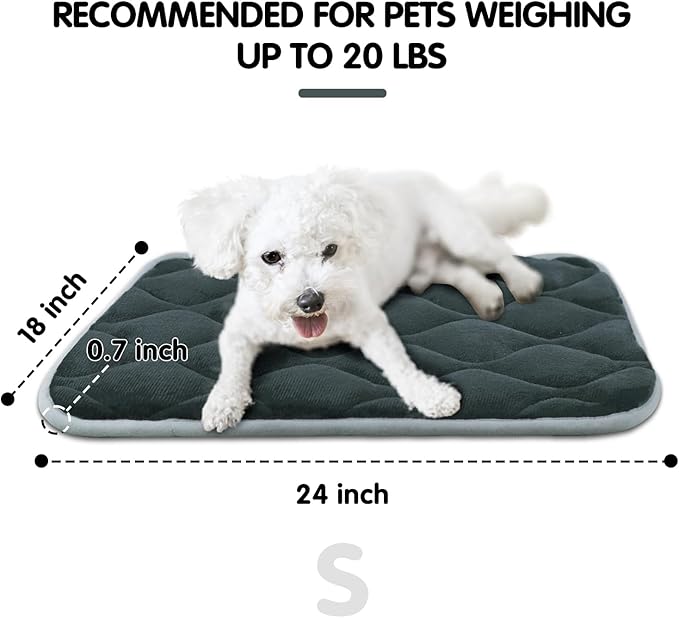urrybaby Dog Bed Mat Flat Crate Mat with Anti-Slip Bottom Machine Washable Pet Kennel Pad for Dog Sleeping (S 24x18''