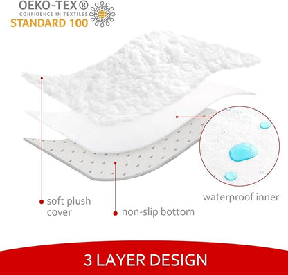 Small Dog Bed Cover with Zipper, 24" L x 18" W x 3" H Waterproof Plush Dog Bed Covers, Replacement Washable, Pet Bed Cover with Anti-Slip Bottom, White