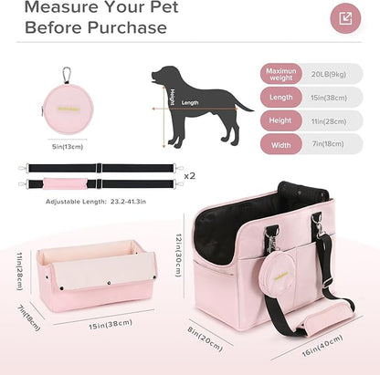 Dog Carrier, Pet Carrier for Medium to Large Cats and Small Dogs, with Removable Liner Holds Cat Carriers up to 18 lbs for Small Dogs, Soft Sided Foldable Cat Carrier(Pink)