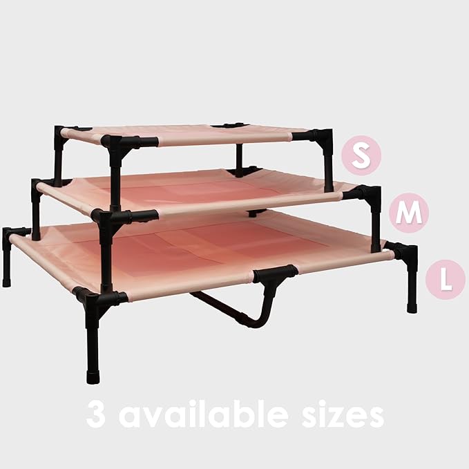 Pink Elevated Dog Bed for Medium Dogs Outdoor,30 * 24 * 7 inches