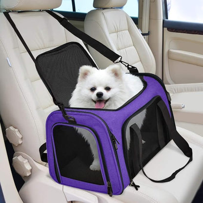 Henkelion Large Cat Carriers Dog Carrier Pet Carrier for Large Cats Dogs Puppies up to 25Lbs, Big Dog Carrier Soft Sided, Collapsible Travel Puppy Carrier - Large - Purple