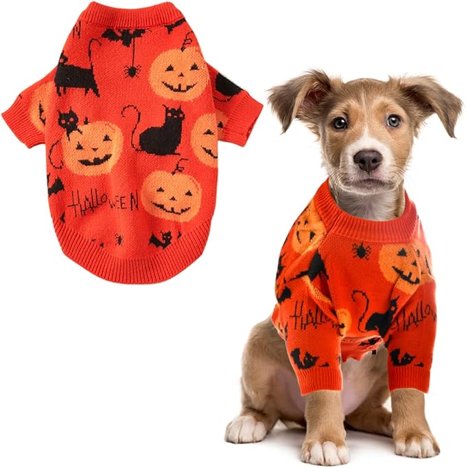 Halloween Sweater Costume for Dogs Cat Pumpkin Knitwear