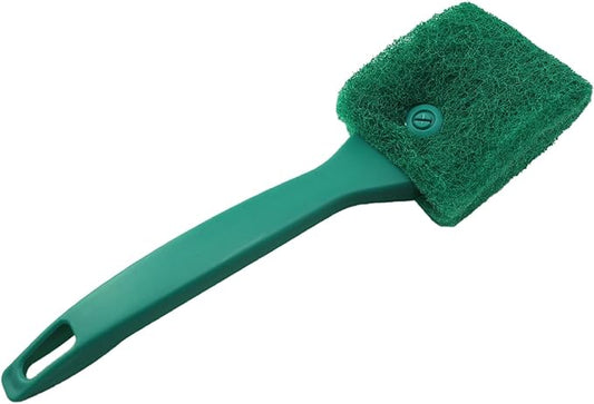 Double Sided Aquarium Fish Tank Cleaning Brush Short 9 inch Sponge Scrubber Fish Tank Brush Long Handle Brush with Handle for Glassware Living Room Hotel Bathroom, Green