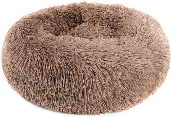 otoez Round Donut Dog Bed for Large Dogs (39.3", Khaki)