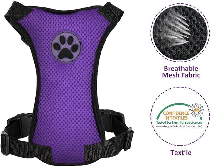 SlowTon Dog Seat Belt Harness for Car, Dog Car Harness Adjustable Mesh Breathable & Dog Seatbelt Safety Tether with Elastic Bungee for Small Medium Large Pets