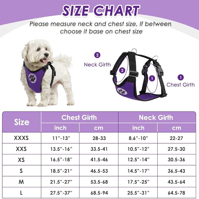 Lukovee Dog Seat Belt for Car, Adjustable Dog Car Harness for Large Medium Small Dogs, Soft Padded & Breathable Mesh Dog Seatbelt with Car Strap and Carabiner(Purple Double Clip,XXX-Small)