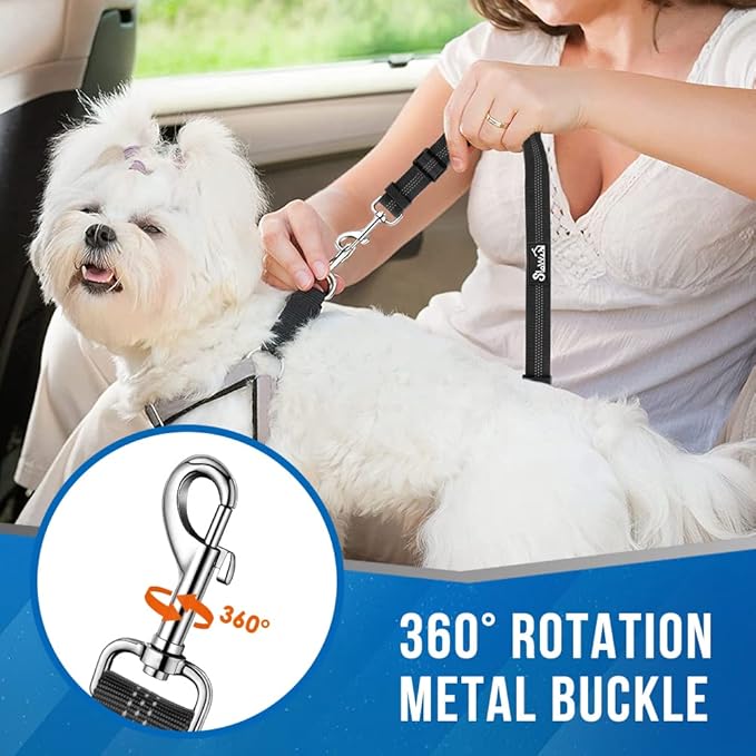 Lukovee Double Dog Seat Belt, New Dual Pet Car Headrest Restraint Safety Seatbelt No Tangle Dog Leash Duty Adjust Elastic Bungee Puppy Lead Splitter Connect Harness in Vehicle Travel for 2 Dogs,Black