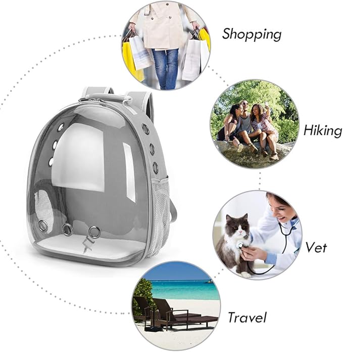 Cat Backpack, Bubble Pet Carrier Backpack Airline Approved, Cat Bookbag w/Cat Toy, Small Animal Travel Carrying Bag for Puppy Dog Kitten Bunny Bird Chicken Guinea Pig Hiking Walking Outdoor Use