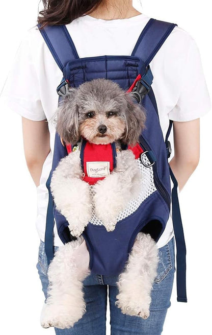 Dog Carrier Backpack, Pet Front Carrier Backpack Legs Out Dog Chest Carrier for Small Medium Dogs, Hands-Free Cat Backpack Carrier Dog Travel Backpack Airline Approved Hiking Bike Motorcycle