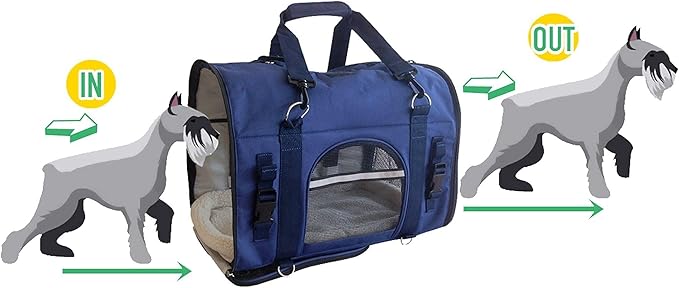 6-in-1 STURDY Pet Carrier Backpack, Front Pack, Shoulder Bag, Pet Hand Bag, Car Seat Crate, Soft-Sided pet Carrier, Small Dog & Cat Travel Carrier, Size Large for pets 18-21” Long, by Natuvalle.