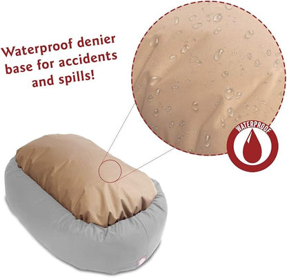 Majestic Pet 52 Inch Suede Calming Dog Bed Washable – Cozy Soft Round Dog Bed with Spine Support for Dogs to Rest their Head 52x35x11 (Inch)