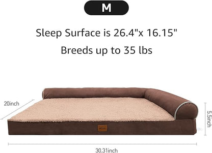 Orthopedic Dog Bed for Large Dogs Removable Bolsters & Washable Cover 35 lbs