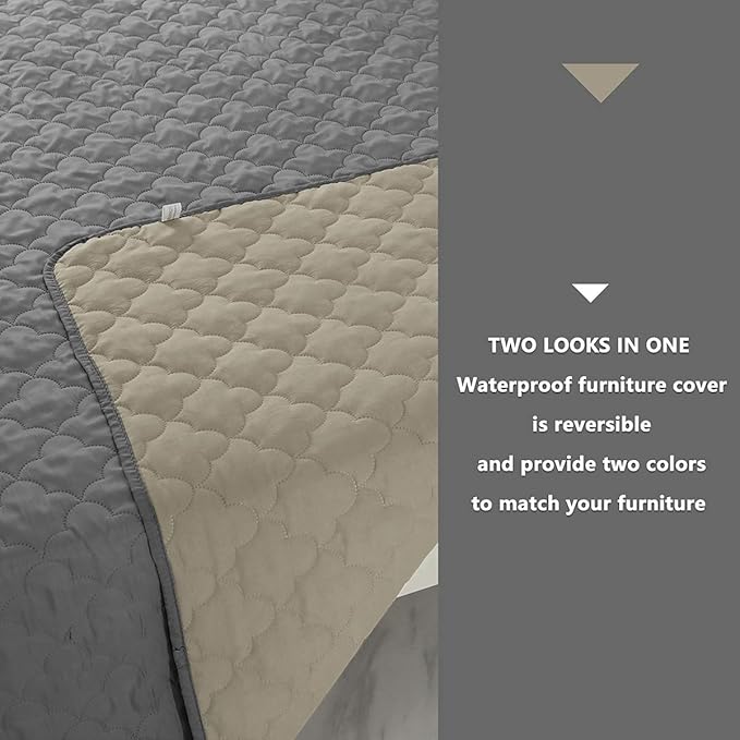Dog Blankets for Couch Protection Waterproof Dog Bed Covers Pet Blanket Furniture Protector (Grey+Beige 82"x108")