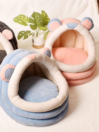 QWINEE Indoor Cat Bed Cave with Removable Cushion