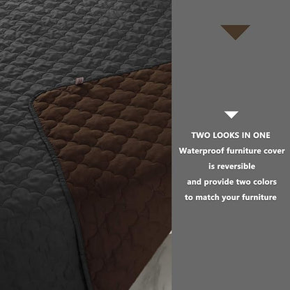 Dog Blankets for Couch Protection Waterproof Dog Bed Covers Pet Blanket Furniture Protector (Dark Grey+Chocolate 82"x86")