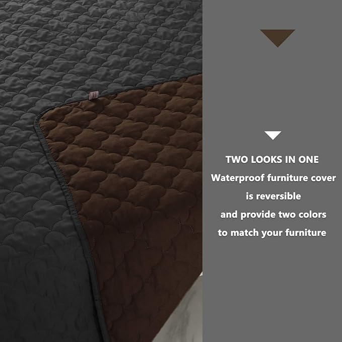 Dog Blankets for Couch Protection Waterproof Dog Bed Covers Pet Blanket Furniture Protector (Dark Grey+Chocolate 68"x82")