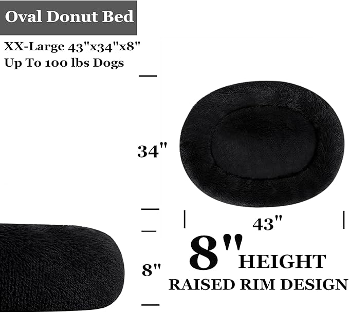 Coohom Oval Calming Donut Cuddler Dog Bed Bed(30"/36"/43") for (XXL(43"x34"x8"), Dark