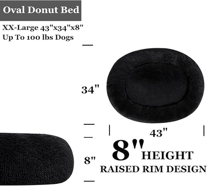 Coohom Oval Calming Donut Cuddler Dog Bed Bed(30"/36"/43") for (XXL(43"x34"x8"), Dark