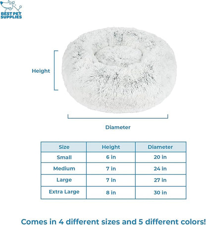 Best Pet Supplies Round Donut Dog Bed with Plush Faux Fur Fabric 27x27x7.5''