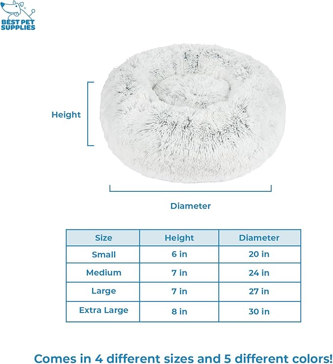 Best Pet Supplies Round Donut Dog Bed with Plush Faux Fur Fabric 24x24x7''