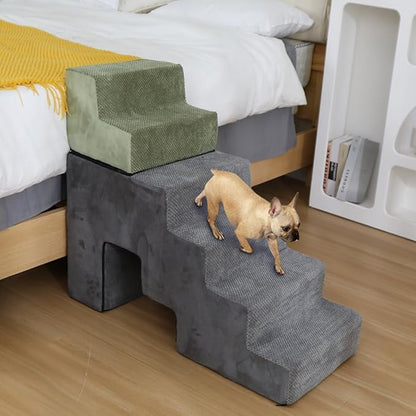 Dog Stairs Dog Steps 30 inches High for Small Large Dogs for High Beds 28-34 inches Tall 35D Foam 30 inches,