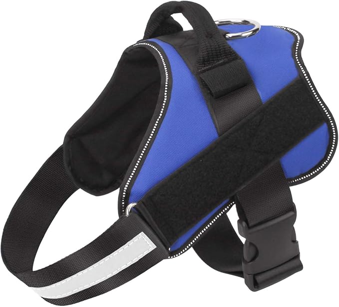 Bolux Dog Harness, No-Pull Reflective Dog Vest, Breathable Adjustable Pet Harness with Handle for Outdoor Walking - No More Pulling, Tugging or Choking (Blue, S)