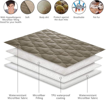 SPXTEX Waterproof Dog Bed Covers, 68"x82", Beige, Plastic