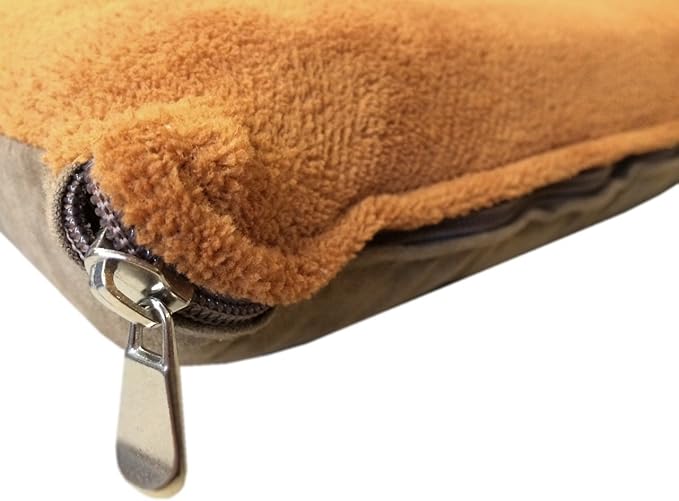 DIY Luxurious Brown Suede Coral Fleece Cover for Pet Bed or Pillow + Inner Half Waterproof Half Water Resistant Case for Small to Medium Dogs - COVERS ONLY Flat Style (Brown Fleece 36"x29")