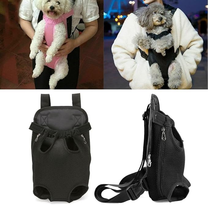 Pet Carrier Backpack Nylon Mesh Pet Puppy Adjustable Dog Cat Front Net Bag Tote Sling Carrier for Traveling Hiking Camping,Medium