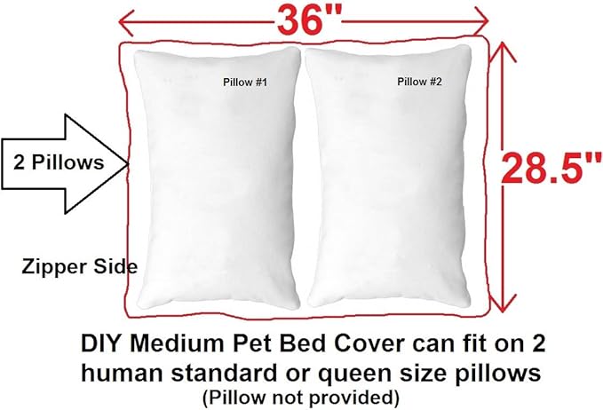 Dogbed4less Do It Yourself DIY Pet Bed Pillow Duvet Denim Cover with Waterproof Internal case for Dog or Cat, Medium 36"X29" Blue Color - Covers only