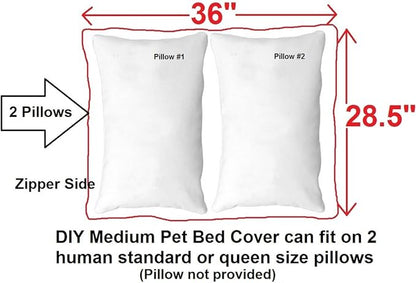Do It Yourself DIY Pet Bed Pillow Duvet Canvas Cover + Waterproof Internal case for Dog/Cat at Medium 36"X29" Black Color