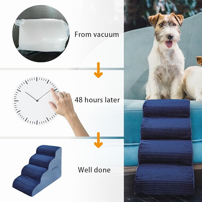 High Density Foam Dog Stairs Steps 20.8’’ Non-Slip 4-Tiers (Navy