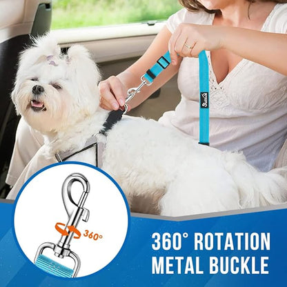 Lukovee Double Dog Seat Belt, New Dual Pet Car Headrest Restraint Safety Seatbelt No Tangle Dog Leash Duty Adjust Elastic Bungee Puppy Lead Splitter Connect Harness in Vehicle Travel for 2 Dogs (TBL)