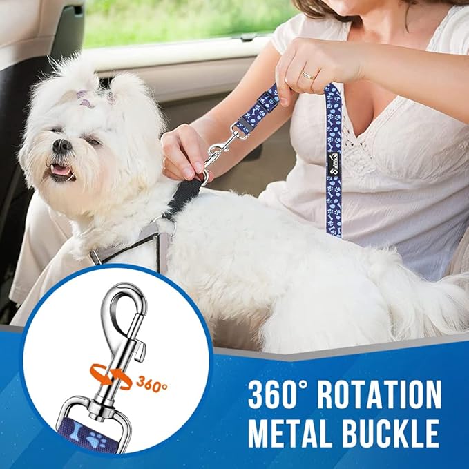 Lukovee Double Dog Seat Belt, New Dual Pet Car Headrest Restraint Safety Seatbelt No Tangle Dog Leash Duty Adjust Elastic Bungee Puppy Lead Splitter Connect Harness in Vehicle Travel for 2 Dogs (BL)