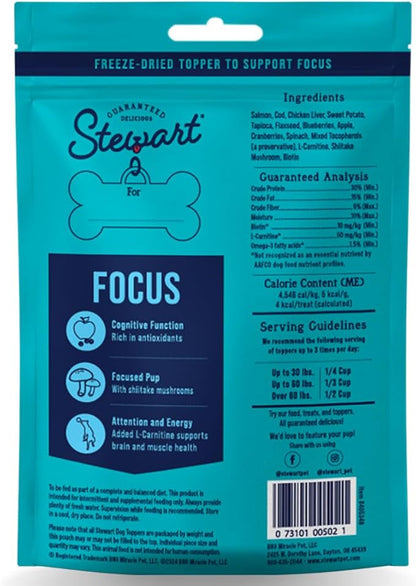 Stewart Freeze Dried Dog Food Topper, Focus, Salmon and Vegetable Recipe, 4 Ounce Pouch, Shiitake Mushrooms and Antioxidants for Cognitive Function