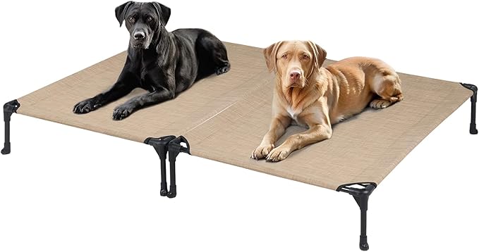 Veehoo 2 Pack Raised Dog Bed 42" x 30", Beige CWC1803-L