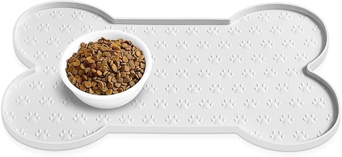 Dog Food Mat Anti-Slip Silicone Dog Bowl Mat Thicker Pet Placemat Waterproof Cat Feeder Pad with Raised Edge Puppy Kitten Feeding Mats Suitable Small Medium-Sized Dogs Cats Eating Tray