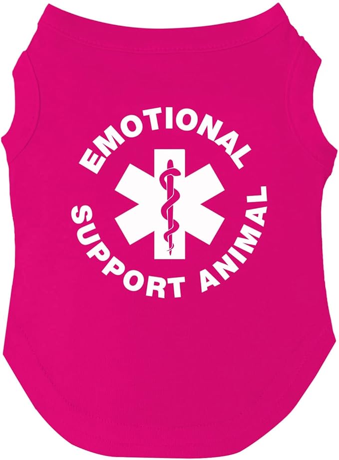 Emotional Support Animal Dog Tee Shirt Sizes for Puppies, Toys, and Large Breeds (209 Hot Pink, X-Large)