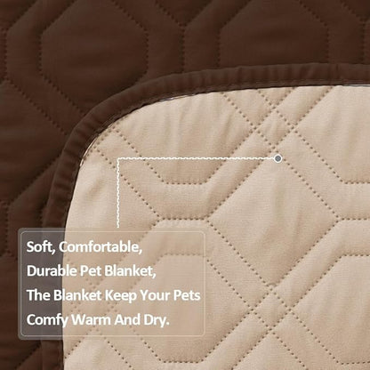 Waterproof Dog Bed Covers for Couch Protection Dog Pet Blanket Furniture Protector (82"x120",Chocolate+Beige)