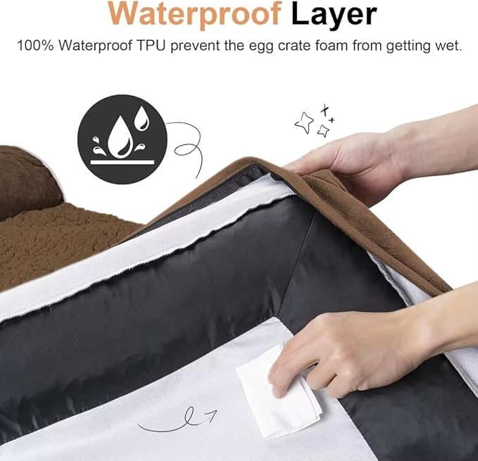 Large Dog Bed Orthopedic Washable: Beds Bolster XL Bed Big XLarge Dogs Egg Crate Foam Couch Sofa Waterproof with Removable Cover