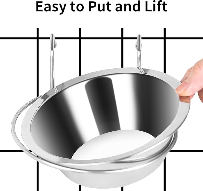 2PCS Kennel Water Bowl Hanging,Stainless Steel Puppy Bowls for Small Dog Cage,Dog Kennel, Dog Crate, Catio Accessories,Dog Crate Water Bowl Dog Dish Feeder Food Holder No Spill(8oz/1cup)