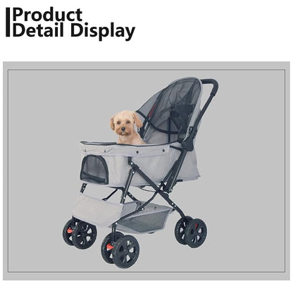 Reversible Handlebar Pet Stroller for Medium Dogs 360 Rotating 2 Security